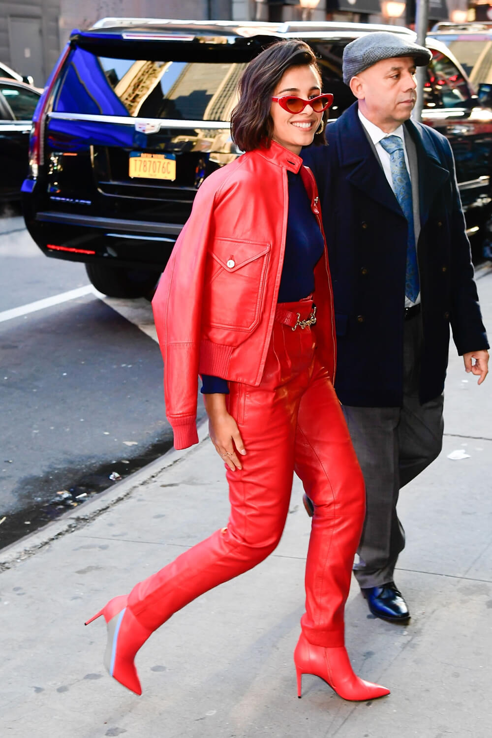 Naomi Scott arriving and leaving of the Good Morning America studios