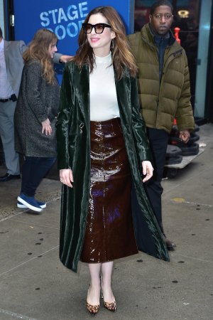 Anne Hathaway outside Good Morning America