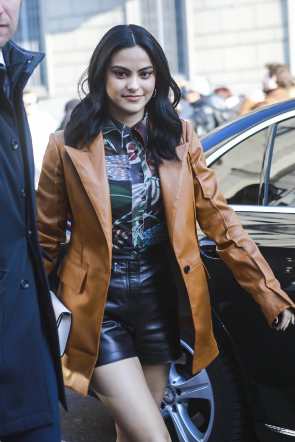 Camila Mendes arrives at the Salvatore Ferragamo Fashion Show