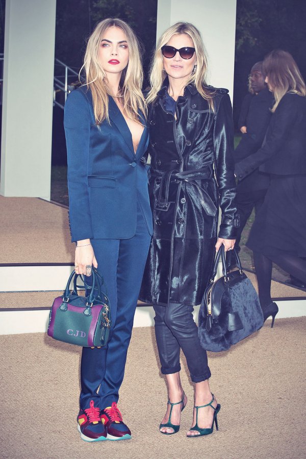 Cara Delevingne and Kate Moss attend Burberry Prorsum show