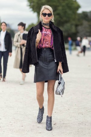 Caroline Daur Leather Mini Skirt - Leather Celebrities
