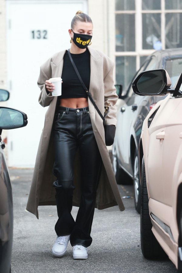 Hailey Bieber seen at Blue Bottle Cafe