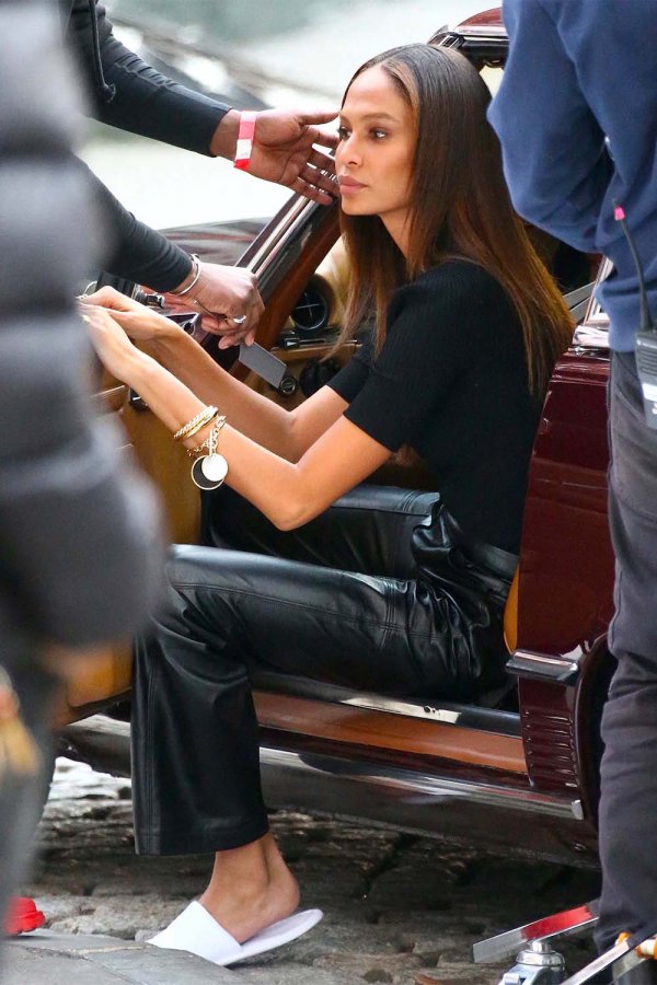 Joan Smalls doing a photoshoot in Tribeca, New York City