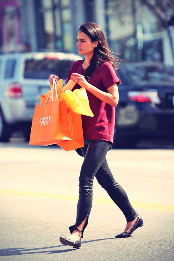 Jordana Brewster shopping at children’s boutique Eggy