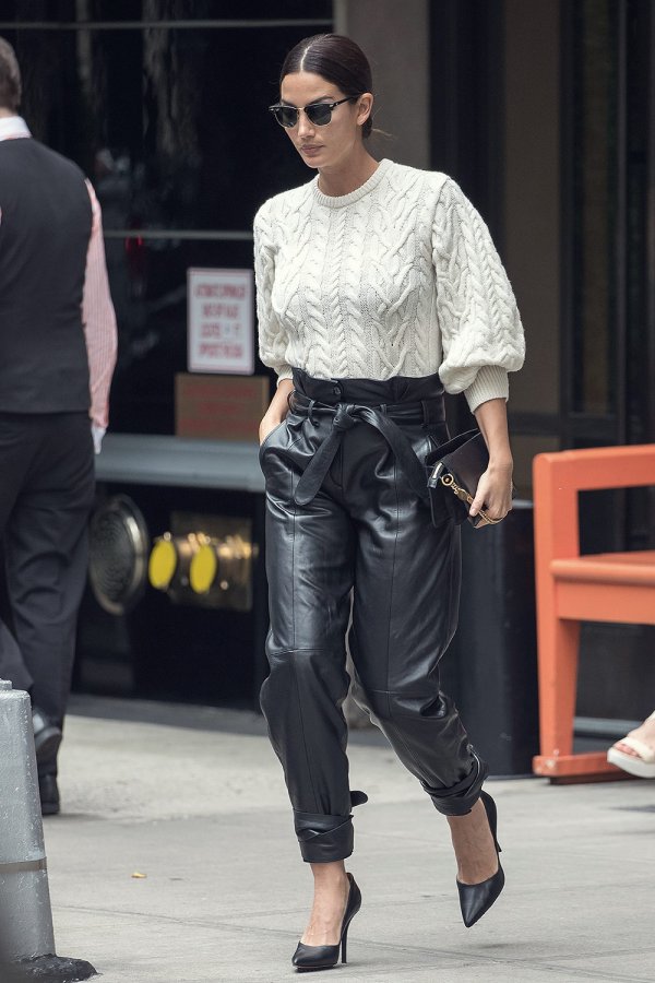 Lily Aldridge is seen in NYC