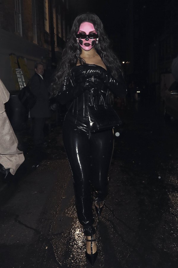 Rihanna attends a Halloween party