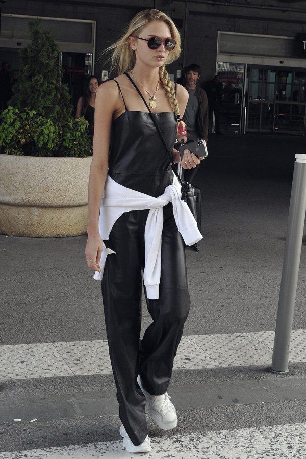 Romee Strijd arrives at Nice Airport