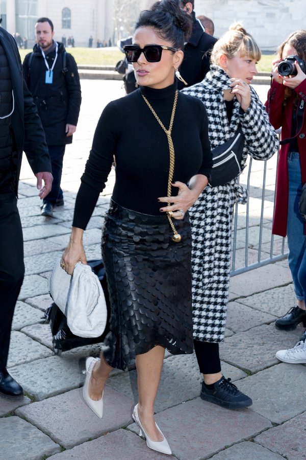 Salma Hayek leaving the Bottega Veneta Show