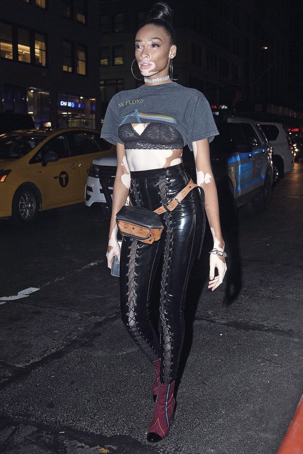 Winnie Harlow leaving the Fenty Puma by Rihanna S/S18 show