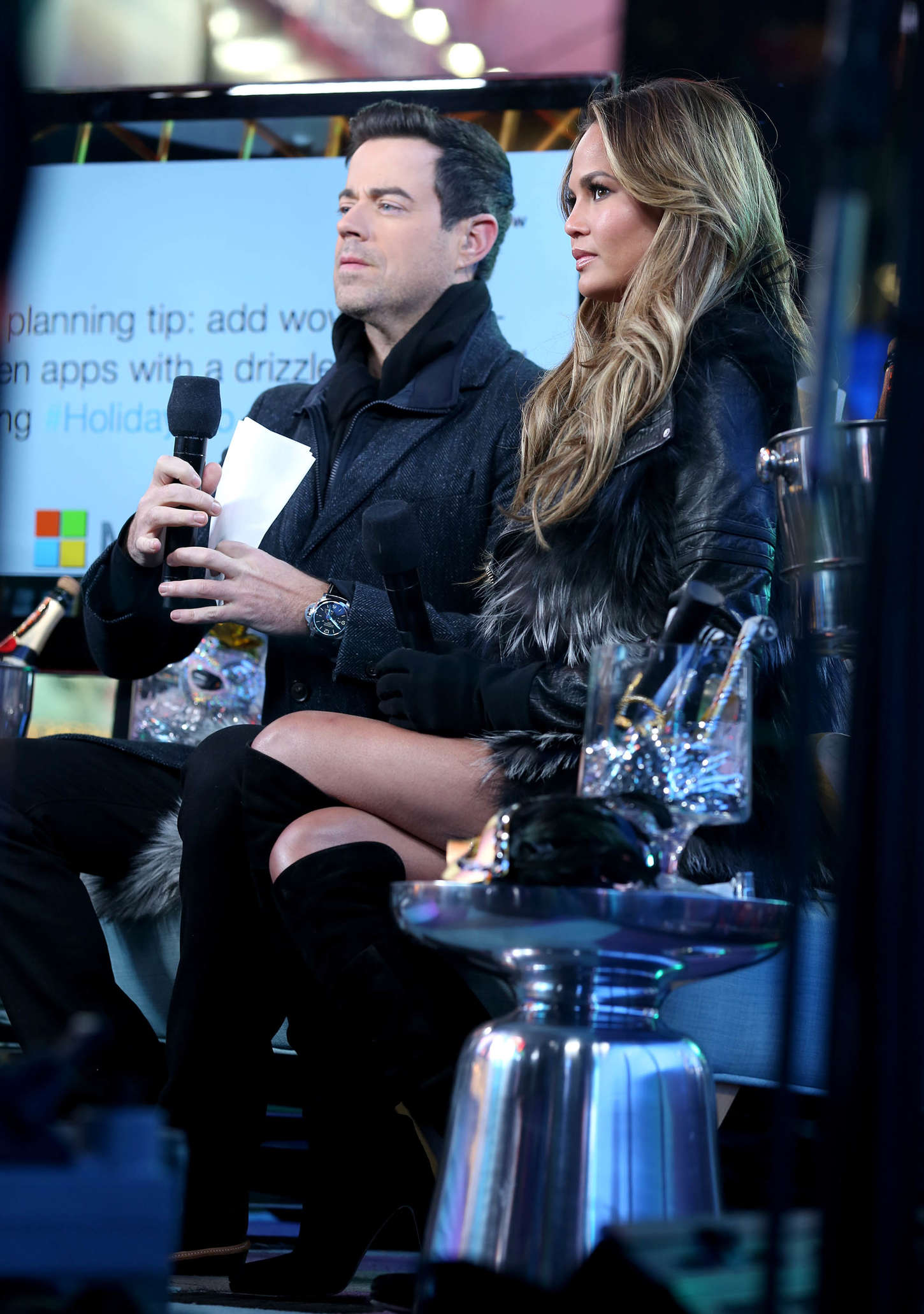 Chrissy Teigen attends New Year’s Eve at Times Square in NYC