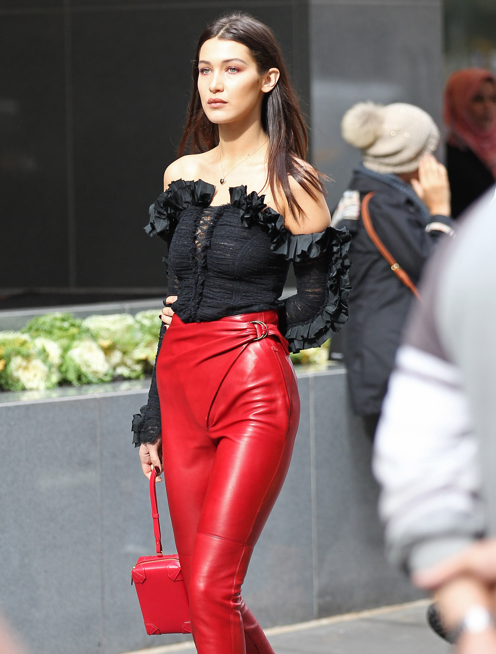 Bella Hadid on a photoshoot in New York