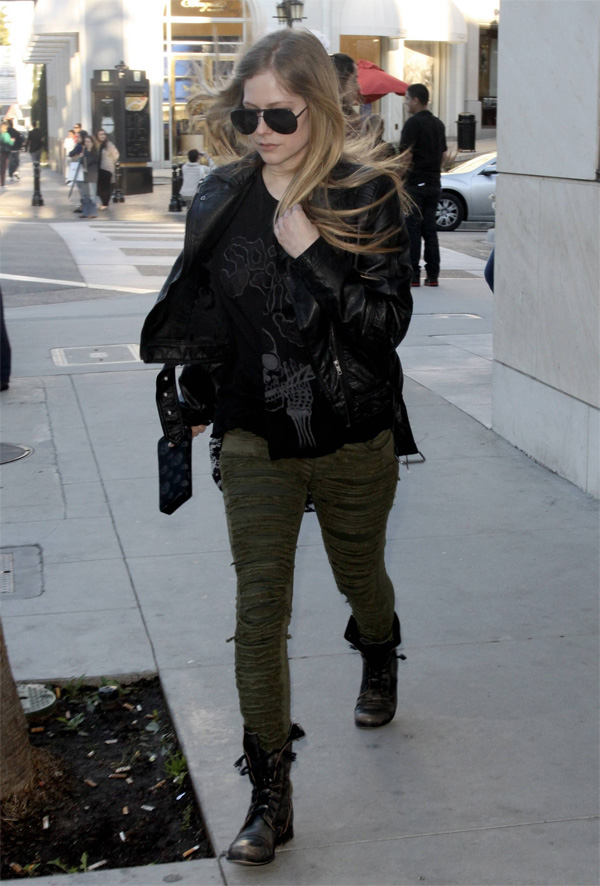 Avril Lavigne out shopping in Beverly Hills - Leather Celebrities