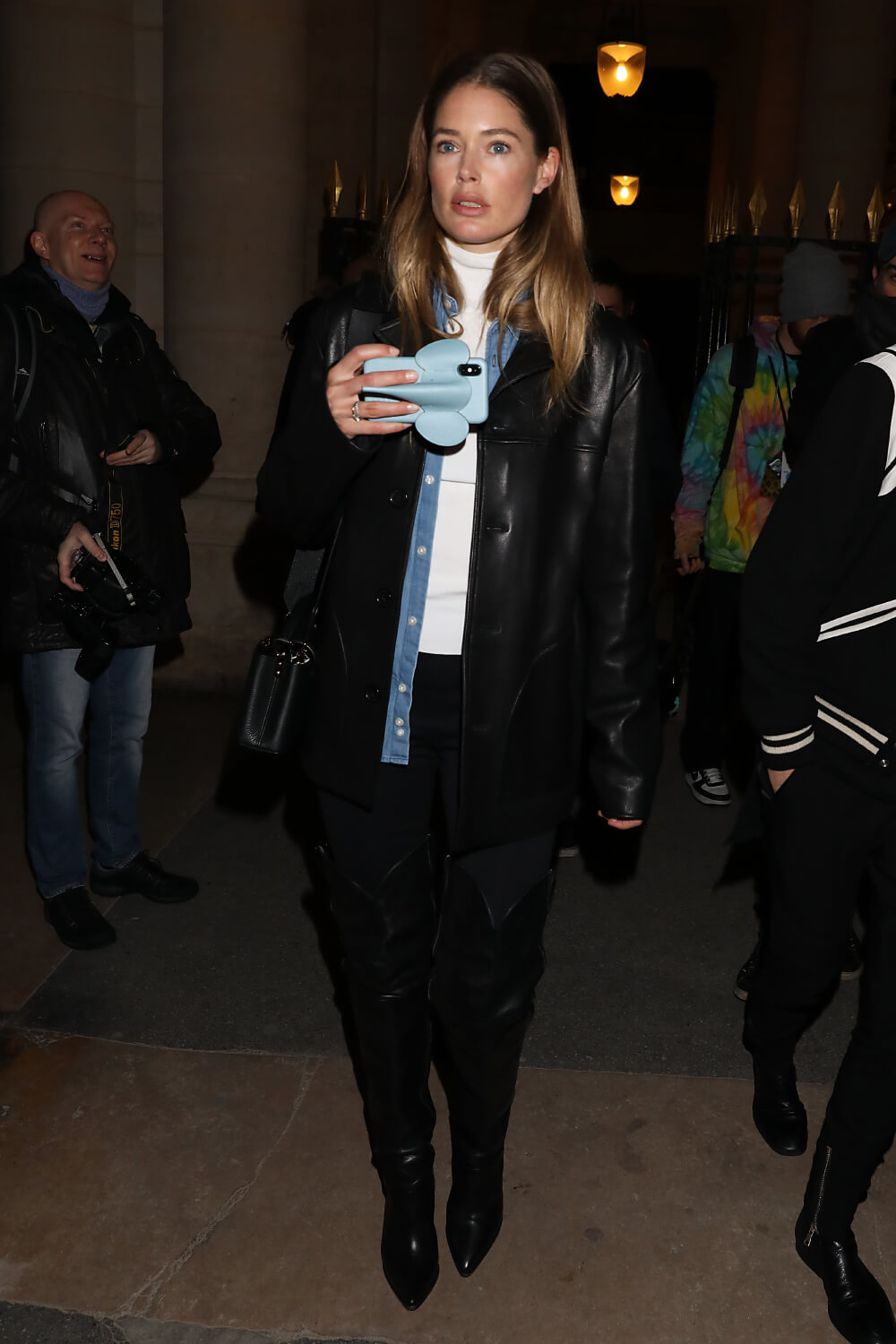 Doutzen Kroes leaving the Isabel Marant show - Leather Celebrities