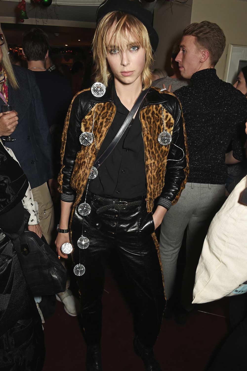 Edie Campbell attends the LOVE Christmas Party - Leather Celebrities