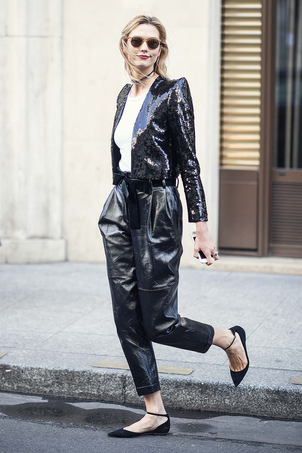 Karlie Kloss out and about in Paris - Leather Celebrities
